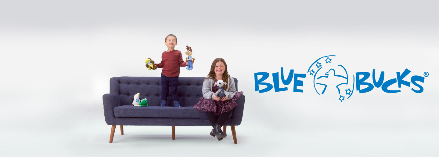 Blue Bucks kids sitting on couch