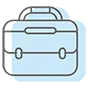 Line drawing of a briefcase.