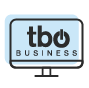 Line drawing of a computer screen with true blue online business logo.